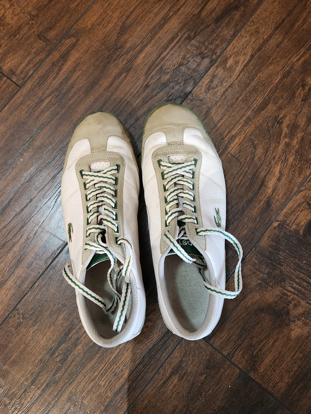 Lacoste Korben Croc 2 White/Green Lace Up Sneakers Sz 9 Mens